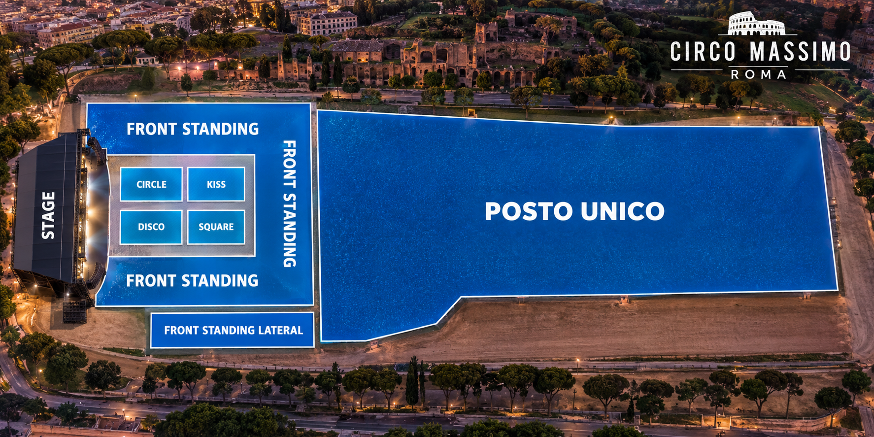 Mappa posti e settori Circo Massimo